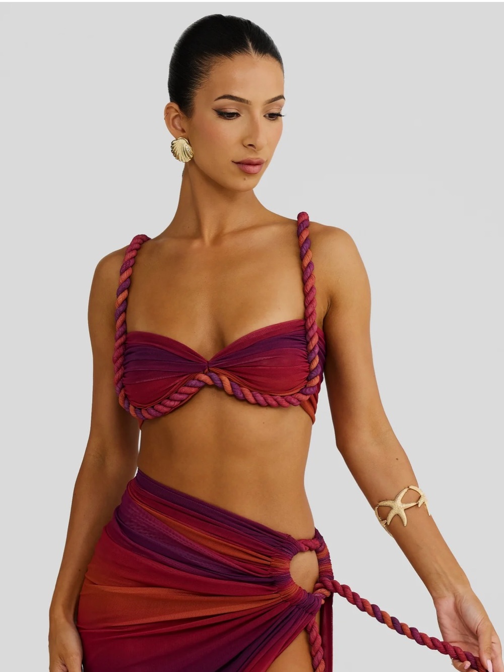 Twist Ombré Rope Crop Top Red Purple Ombre